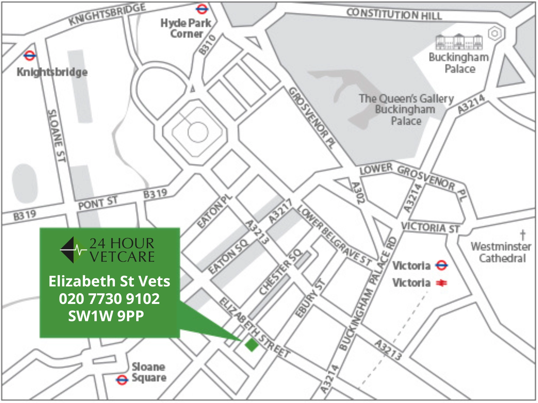 Map of Elizabeth St Vets, 24 hour vetcare